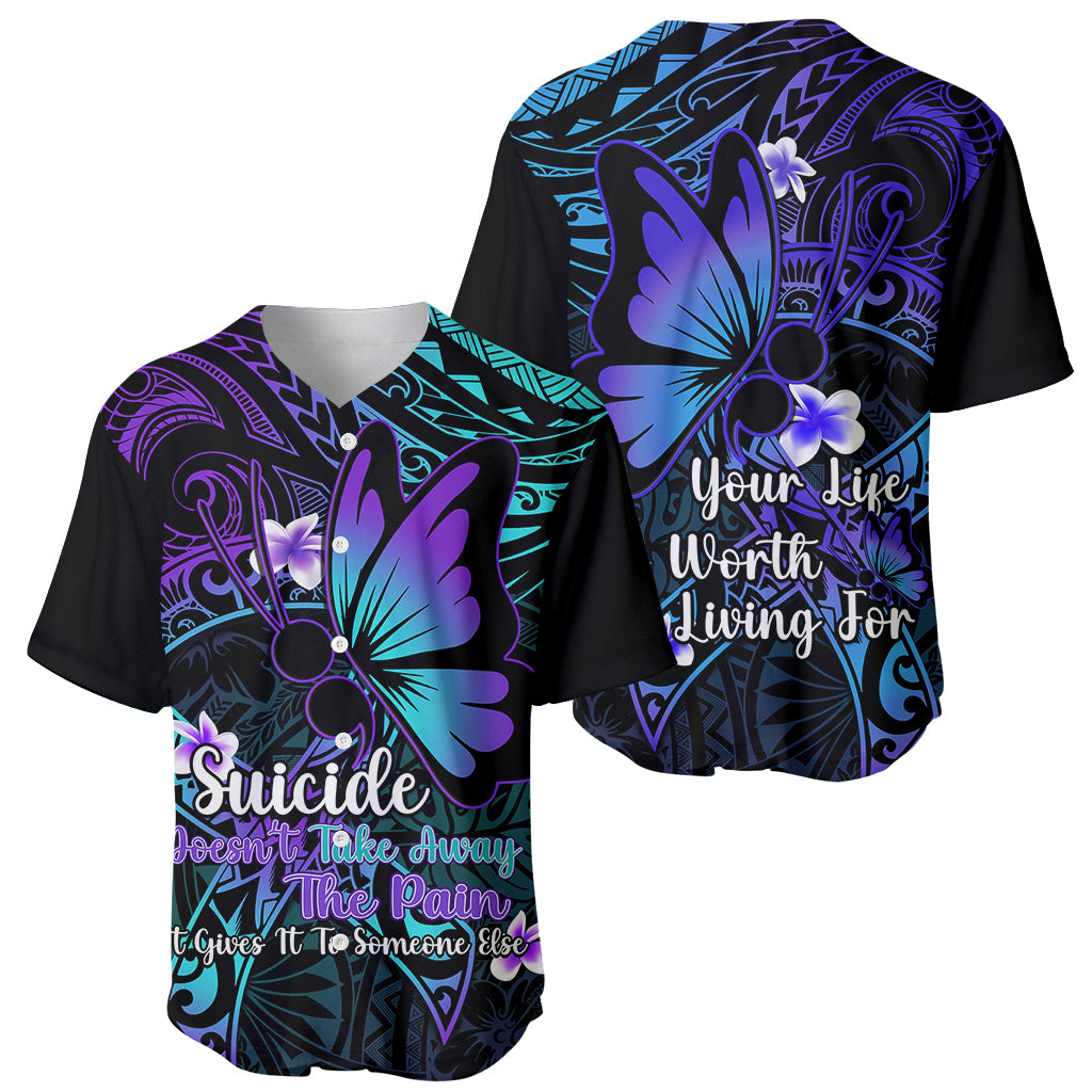 Polynesia Suicide Prevention Awareness Baseball Jersey Your Life Is Worth Living For Polynesian Purple Pattern LT14 - Polynesian Pride