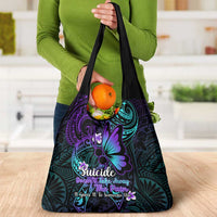Polynesia Suicide Prevention Awareness Grocery Bag Your Life Is Worth Living For Polynesian Purple