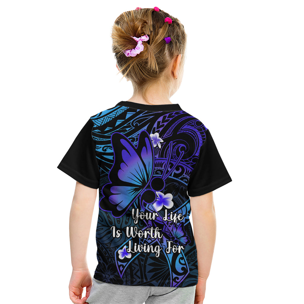 Polynesia Suicide Prevention Awareness Kid T Shirt Your Life Is Worth Living For Polynesian Purple Pattern LT14 - Polynesian Pride