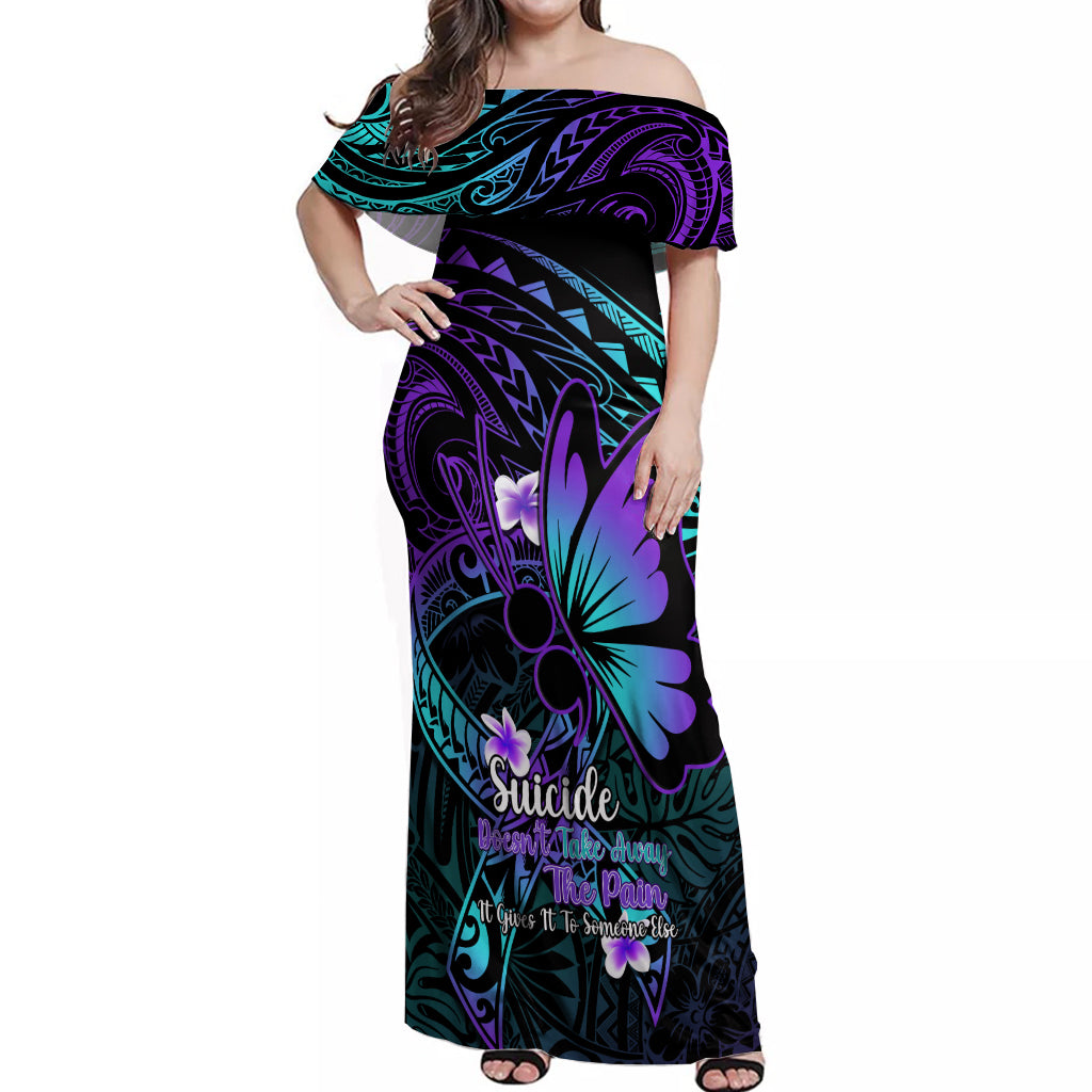 Polynesia Suicide Prevention Awareness Off Shoulder Maxi Dress Your Life Is Worth Living For Polynesian Purple Pattern LT14 Women Purple - Polynesian Pride