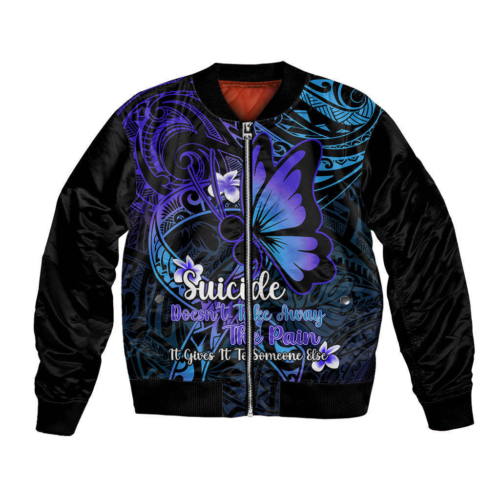Polynesia Suicide Prevention Awareness Bomber Jacket Your Life Is Worth Living For Polynesian Blue Pattern LT14 Unisex Blue - Polynesian Pride