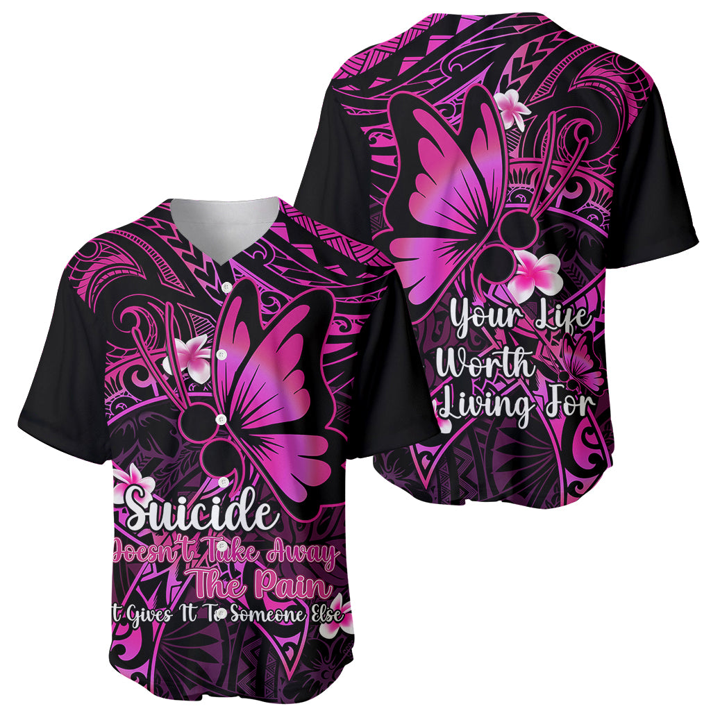 Polynesia Suicide Prevention Awareness Baseball Jersey Your Life Is Worth Living For Polynesian Pink Pattern LT14 - Polynesian Pride