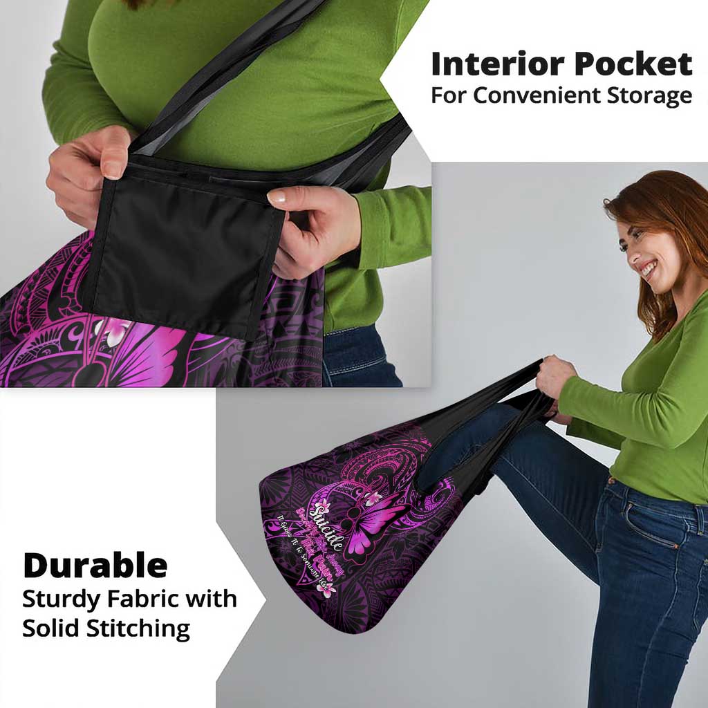 Polynesia Suicide Prevention Awareness Grocery Bag Your Life Is Worth Living For Polynesian Pink