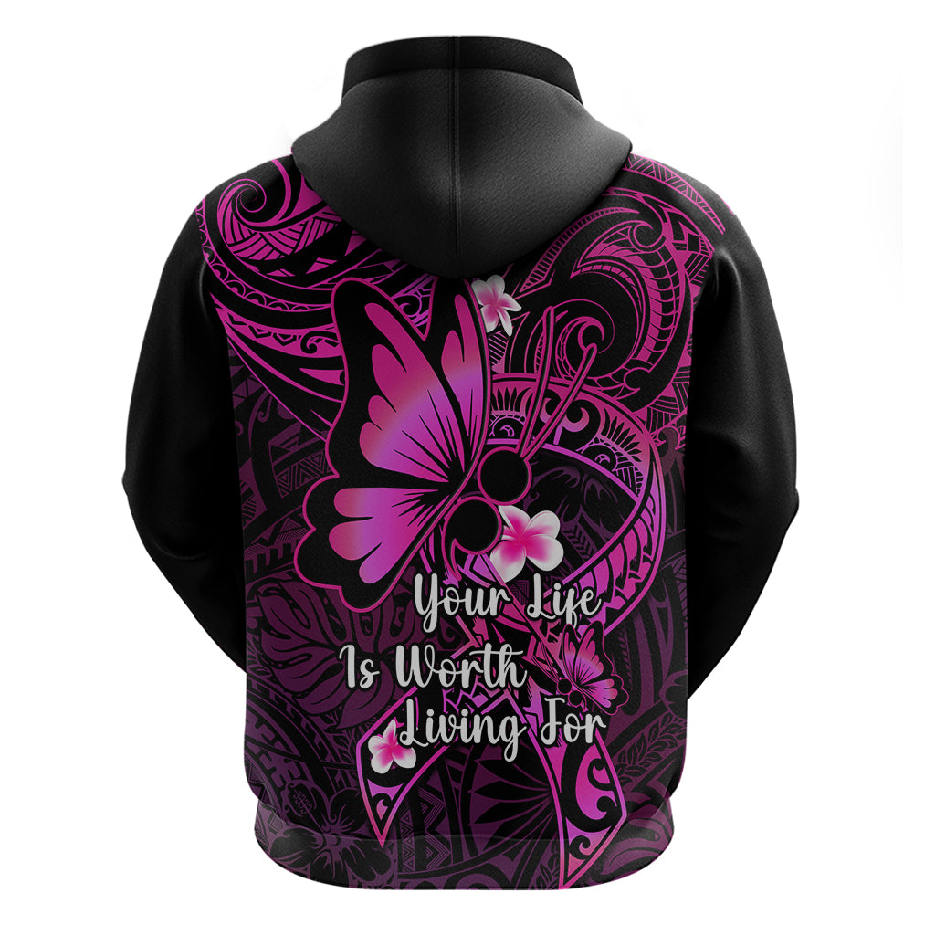 Polynesia Suicide Prevention Awareness Hoodie Your Life Is Worth Living For Polynesian Pink Pattern LT14 - Polynesian Pride