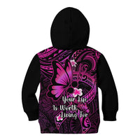 Polynesia Suicide Prevention Awareness Kid Hoodie Your Life Is Worth Living For Polynesian Pink Pattern LT14 - Polynesian Pride