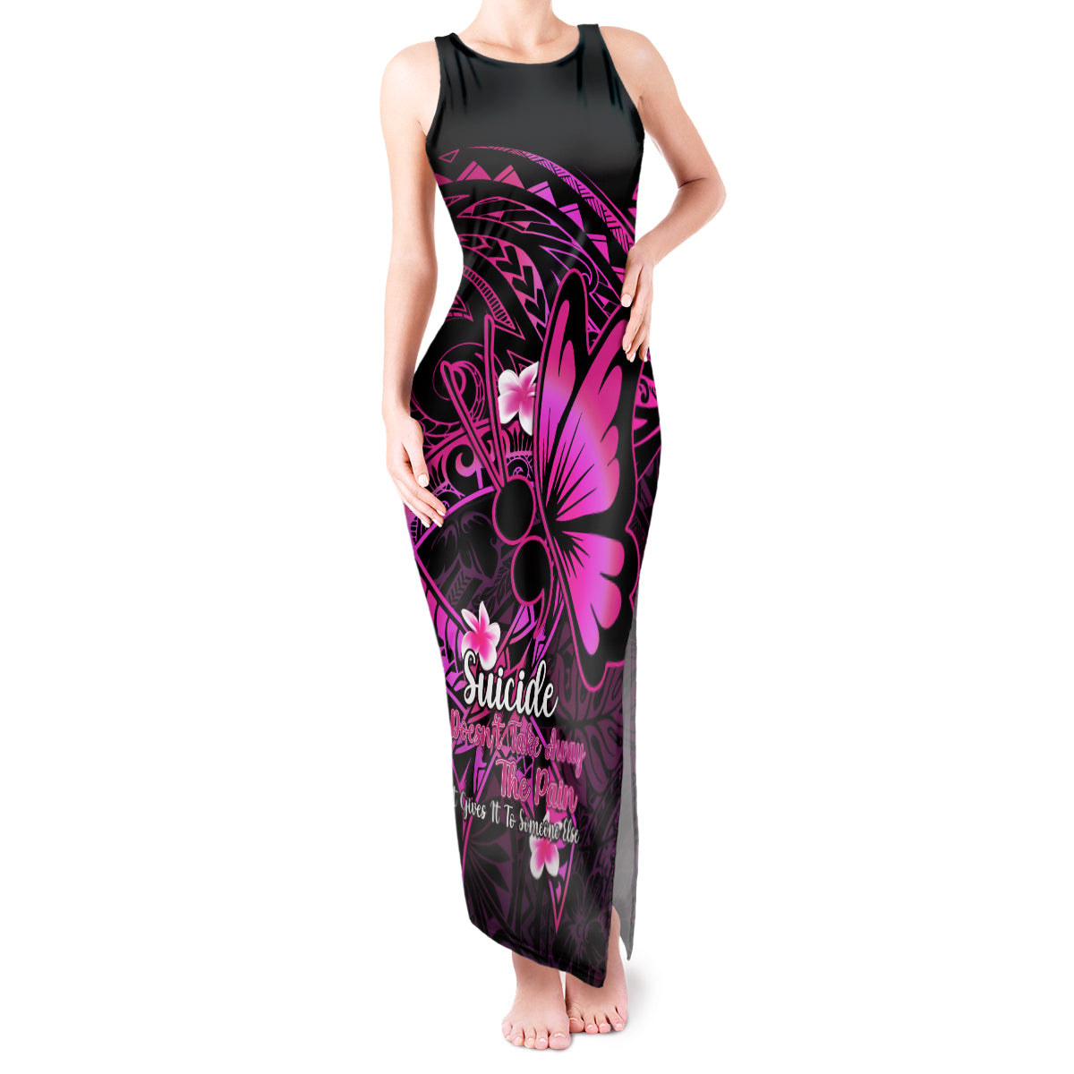 Polynesia Suicide Prevention Awareness Tank Maxi Dress Your Life Is Worth Living For Polynesian Pink Pattern LT14 Women Pink - Polynesian Pride