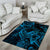 New Zealand Tuatara Area Rug Aotearoa Maori Clematis Flowers - Blue