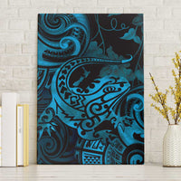 New Zealand Tuatara Canvas Wall Art Aotearoa Maori Clematis Flowers - Blue LT14 Without Frame Blue - Polynesian Pride