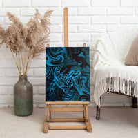 New Zealand Tuatara Canvas Wall Art Aotearoa Maori Clematis Flowers - Blue LT14 - Polynesian Pride