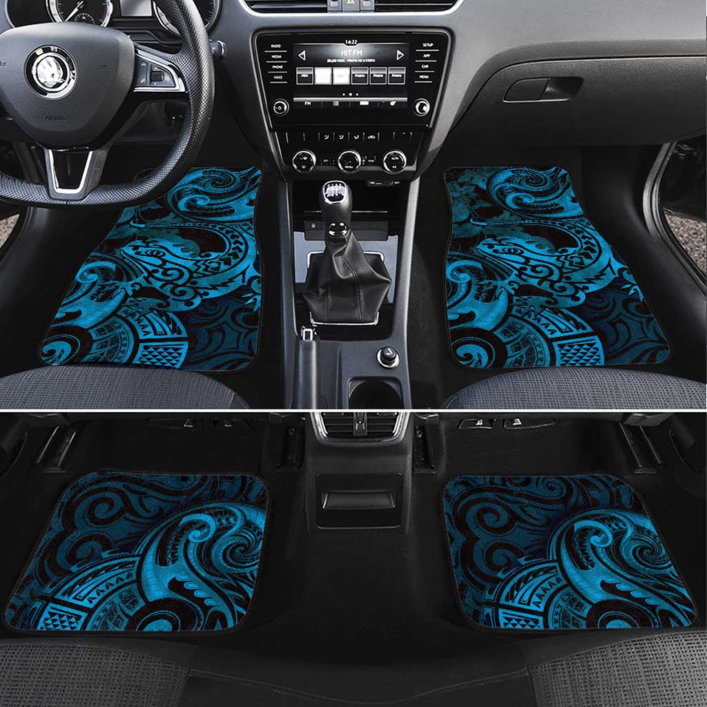 New Zealand Tuatara Car Mats Aotearoa Maori Clematis Flowers - Blue LT14 Set 4pcs Blue - Polynesian Pride