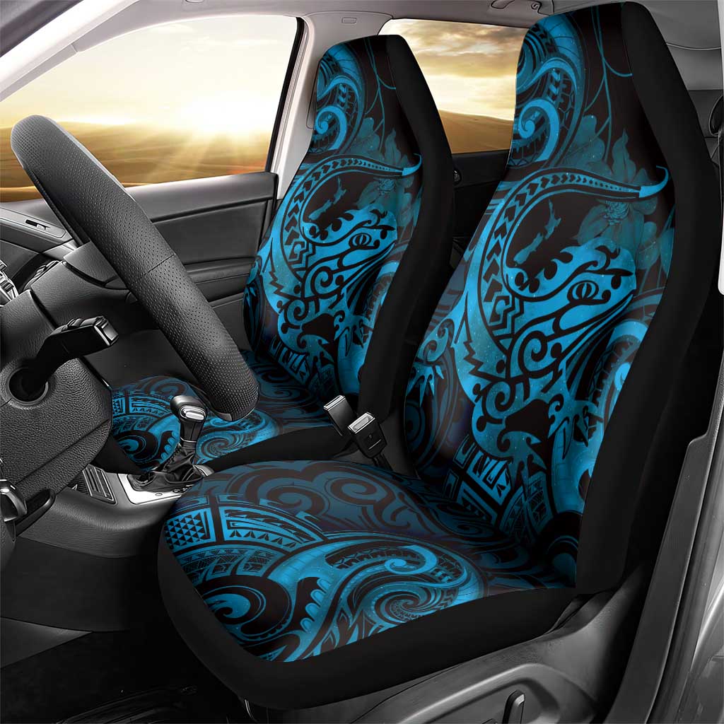 New Zealand Tuatara Car Seat Cover Aotearoa Maori Clematis Flowers - Blue