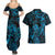 New Zealand Tuatara Couples Matching Summer Maxi Dress and Hawaiian Shirt Aotearoa Maori Clematis Flowers - Blue