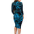 New Zealand Tuatara Family Matching Long Sleeve Bodycon Dress and Hawaiian Shirt Aotearoa Maori Clematis Flowers - Blue