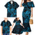 New Zealand Tuatara Family Matching Mermaid Dress and Hawaiian Shirt Aotearoa Maori Clematis Flowers - Blue