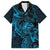 New Zealand Tuatara Family Matching Off Shoulder Short Dress and Hawaiian Shirt Aotearoa Maori Clematis Flowers - Blue