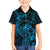 New Zealand Tuatara Family Matching Short Sleeve Bodycon Dress and Hawaiian Shirt Aotearoa Maori Clematis Flowers - Blue