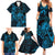 New Zealand Tuatara Family Matching Summer Maxi Dress and Hawaiian Shirt Aotearoa Maori Clematis Flowers - Blue