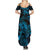 New Zealand Tuatara Family Matching Summer Maxi Dress and Hawaiian Shirt Aotearoa Maori Clematis Flowers - Blue