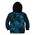 New Zealand Tuatara Kid Hoodie Aotearoa Maori Clematis Flowers - Blue