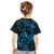 New Zealand Tuatara Kid T Shirt Aotearoa Maori Clematis Flowers - Blue