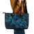 New Zealand Tuatara Leather Tote Bag Aotearoa Maori Clematis Flowers - Blue