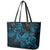 New Zealand Tuatara Leather Tote Bag Aotearoa Maori Clematis Flowers - Blue