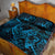 New Zealand Tuatara Quilt Bed Set Aotearoa Maori Clematis Flowers - Blue