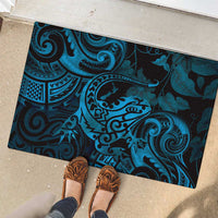 New Zealand Tuatara Rubber Doormat Aotearoa Maori Clematis Flowers - Blue LT14 - Polynesian Pride