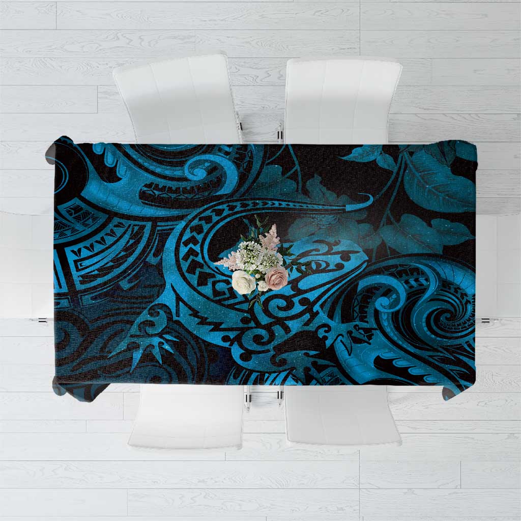 New Zealand Tuatara Tablecloth Aotearoa Maori Clematis Flowers - Blue LT14 Blue - Polynesian Pride
