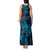 New Zealand Tuatara Tank Maxi Dress Aotearoa Maori Clematis Flowers - Blue