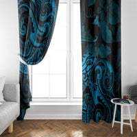New Zealand Tuatara Window Curtain Aotearoa Maori Clematis Flowers - Blue LT14 - Polynesian Pride