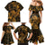 New Zealand Tuatara Family Matching Mermaid Dress and Hawaiian Shirt Aotearoa Maori Clematis Flowers - Gold