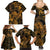 New Zealand Tuatara Family Matching Summer Maxi Dress and Hawaiian Shirt Aotearoa Maori Clematis Flowers - Gold