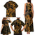 New Zealand Tuatara Family Matching Tank Maxi Dress and Hawaiian Shirt Aotearoa Maori Clematis Flowers - Gold