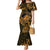 New Zealand Tuatara Mermaid Dress Aotearoa Maori Clematis Flowers - Gold