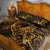 New Zealand Tuatara Quilt Bed Set Aotearoa Maori Clematis Flowers - Gold