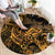 New Zealand Tuatara Round Carpet Aotearoa Maori Clematis Flowers - Gold