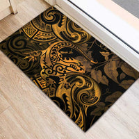 New Zealand Tuatara Rubber Doormat Aotearoa Maori Clematis Flowers - Gold LT14 - Polynesian Pride