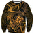 New Zealand Tuatara Sweatshirt Aotearoa Maori Clematis Flowers - Gold