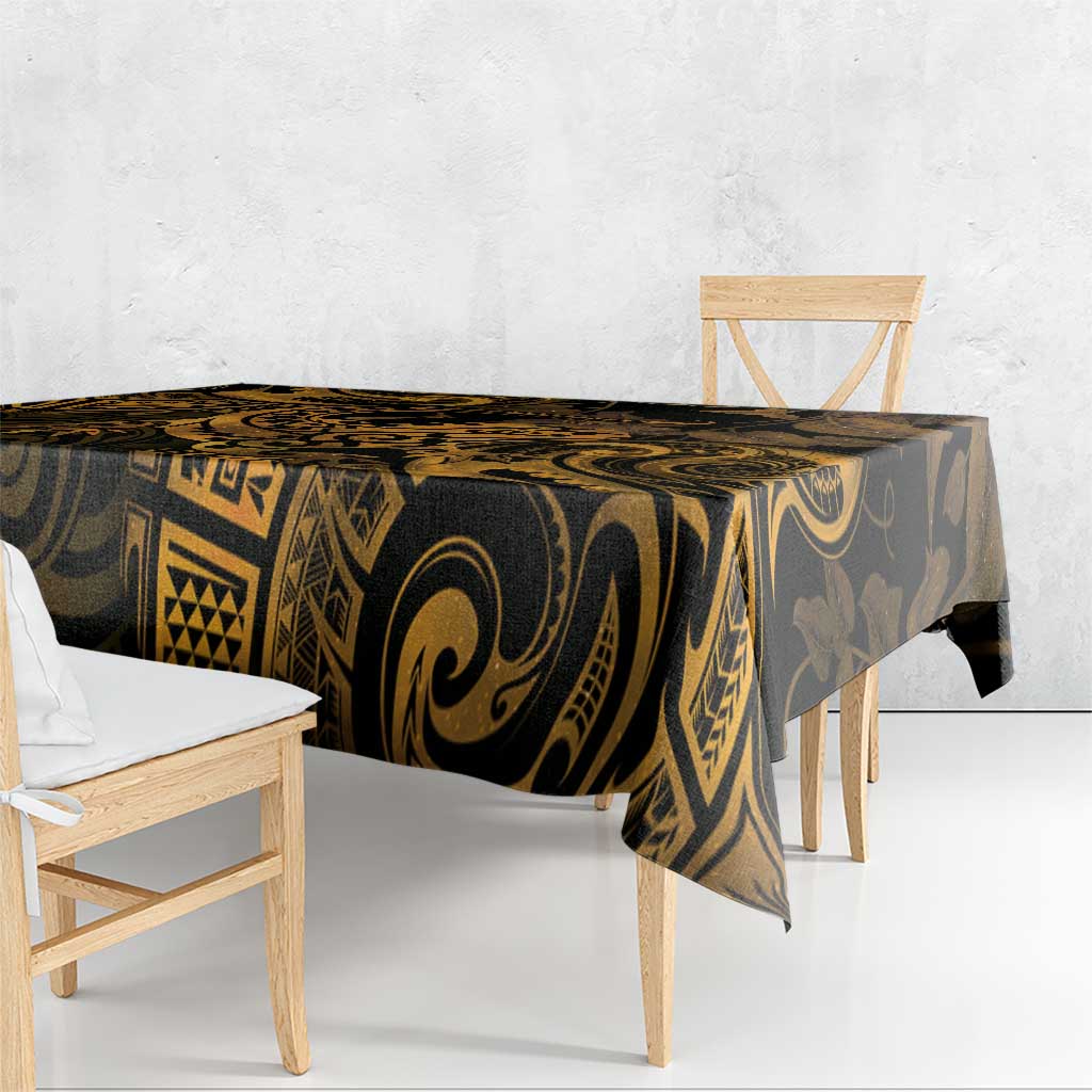 New Zealand Tuatara Tablecloth Aotearoa Maori Clematis Flowers - Gold LT14 - Polynesian Pride