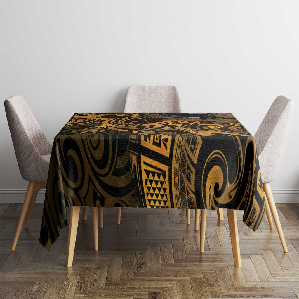 New Zealand Tuatara Tablecloth Aotearoa Maori Clematis Flowers - Gold LT14 - Polynesian Pride