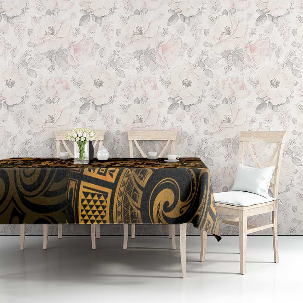 New Zealand Tuatara Tablecloth Aotearoa Maori Clematis Flowers - Gold LT14 - Polynesian Pride