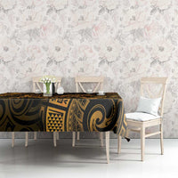 New Zealand Tuatara Tablecloth Aotearoa Maori Clematis Flowers - Gold LT14 - Polynesian Pride