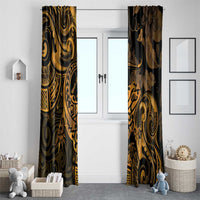 New Zealand Tuatara Window Curtain Aotearoa Maori Clematis Flowers - Gold LT14 - Polynesian Pride