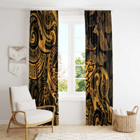 New Zealand Tuatara Window Curtain Aotearoa Maori Clematis Flowers - Gold LT14 - Polynesian Pride