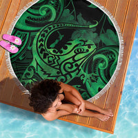 New Zealand Tuatara Beach Blanket Aotearoa Maori Clematis Flowers - Green LT14 - Polynesian Pride