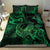 New Zealand Tuatara Bedding Set Aotearoa Maori Clematis Flowers - Green