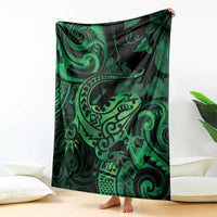 New Zealand Tuatara Blanket Aotearoa Maori Clematis Flowers - Green LT14 - Polynesian Pride