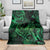 New Zealand Tuatara Blanket Aotearoa Maori Clematis Flowers - Green