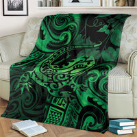 New Zealand Tuatara Blanket Aotearoa Maori Clematis Flowers - Green LT14 - Polynesian Pride